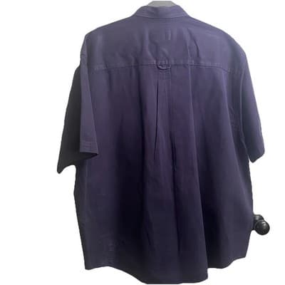 Vintage 90s Eddie Bauer Short Sleeve Button Down Forest Green 100% Cotton Shirt - Thumbnail 2