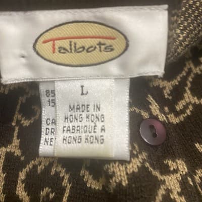 Talbots Silk Cashmere Cardigan Sweater Size L Abstract Design Womens Old Money - Thumbnail 6