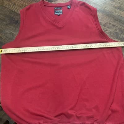 Bolle Golf Sweater Vest Mens Large Red V Neck 100Pima Cotton Knit Sleeveless XL - Thumbnail 4