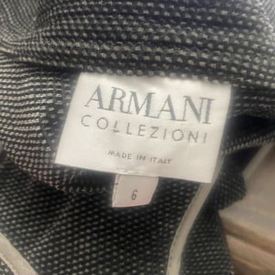 Armani Jacket Blazer Classic Luxury Antinea Chenille Black Ruffle Trim Sz 6 - Thumbnail 7