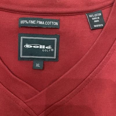 Bolle Golf Sweater Vest Mens Large Red V Neck 100Pima Cotton Knit Sleeveless XL - Thumbnail 3