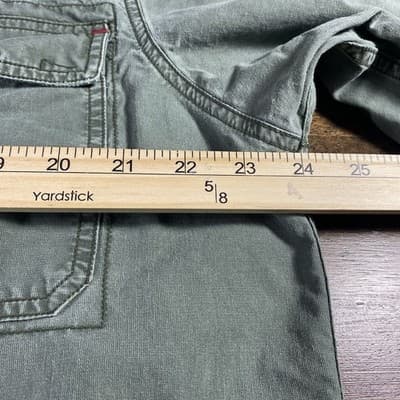 Thrashed Goth Men’s Button Up Long Sleeve Military Shirt Faded Army Green - Thumbnail 8