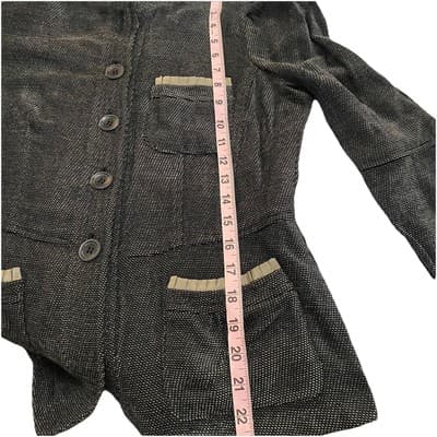 Armani Jacket Blazer Classic Luxury Antinea Chenille Black Ruffle Trim Sz 6 - Thumbnail 5