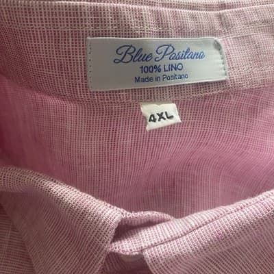 Blue Positano Mens Linen Short Sleeve Shirt 4XL Made In Italy Pit 2 Pit 26” Pink