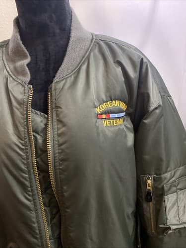 Rothco MA1 Flight Bomber Jacket XL Korean War Veteran US Navy Patch Military - Thumbnail 2