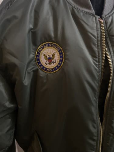 Rothco MA1 Flight Bomber Jacket XL Korean War Veteran US Navy Patch Military - Thumbnail 3