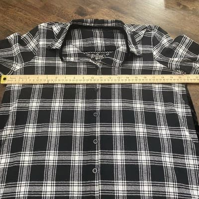 Andree by Unit Top Shirt Flannel Velvet Plaid Button Up Embroidered Sz Small - Thumbnail 4