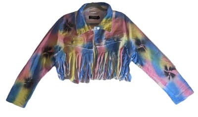 Thrill Jeans Tie Die Denim Jacket Fringed - Thumbnail 2