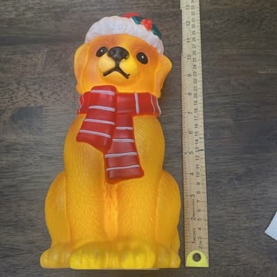 Holiday Christmas golden retriever 11" light up blow mold Indoor Use - Thumbnail 4