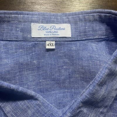 Blue Positano Mens Linen Short Sleeve Shirt 4XL Made In Italy - Thumbnail 4