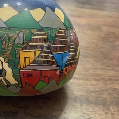 Large Vintage Mexico Tonalá Terracotta Cat Figurine Hand Painted Folk Art 9X8X4 - Thumbnail 5