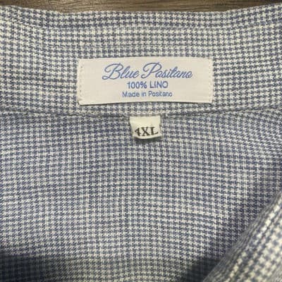Blue Positano Mens Linen Short Sleeve Shirt 4XL Made In Italy Beach Coastal Vaca - Thumbnail 4