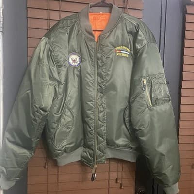 Rothco MA1 Flight Bomber Jacket XL Korean War Veteran US Navy Patch Military - Thumbnail 12
