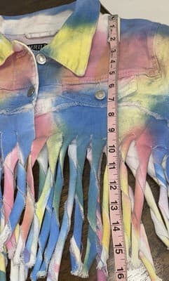 Thrill Jeans Tie Die Denim Jacket Fringed - Thumbnail 6