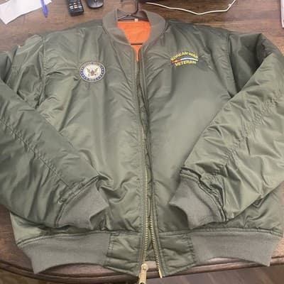 Rothco MA1 Flight Bomber Jacket XL Korean War Veteran US Navy Patch Military - Thumbnail 11