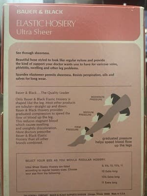 Vintage Bauer & Black Elastic Ultra Sheer Twice The Support Of Support Hosiery - Thumbnail 2