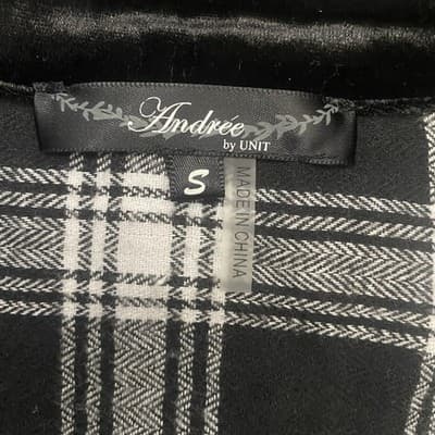 Andree by Unit Top Shirt Flannel Velvet Plaid Button Up Embroidered Sz Small - Thumbnail 8