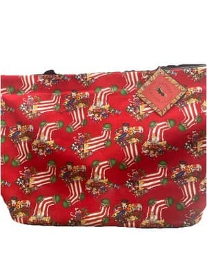 Saddle River Canvas Christmas Holiday Tote Bag Red New With Tag Vintage - Thumbnail 2