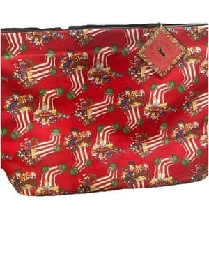 Saddle River Canvas Christmas Holiday Tote Bag Red New With Tag Vintage - Thumbnail 3
