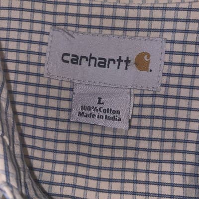 Carhartt Relaxed Fit Button Down Short Sleeve Mens Large Plaid Shirt - Thumbnail 4