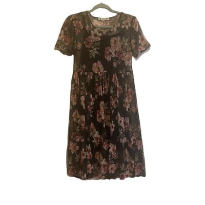 Wilde Dark Fairy Floral Mesh Dress With Lining Romantic Sz Med - Thumbnail 2