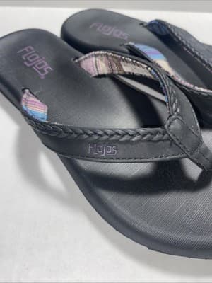 Women's Flojos Size 7 Black Memory Foam Comfort Sandals Flip Flops - Thumbnail 5