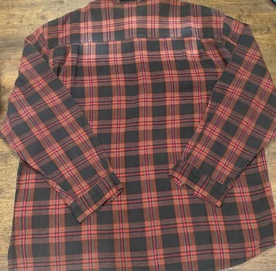 Bugle Boy Shirt Mens Large Flannel Plaid Gray Red Long Sleeve Button Up Pockets - Thumbnail 2