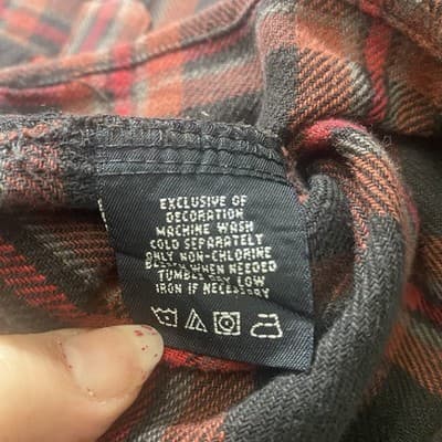 Bugle Boy Shirt Mens Large Flannel Plaid Gray Red Long Sleeve Button Up Pockets - Thumbnail 8