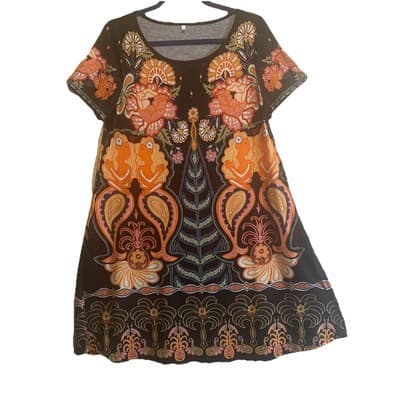 Boho Hippie Bohemian Artsy Cruisewear Vacation Side Pockets Floral Dress - Thumbnail 2