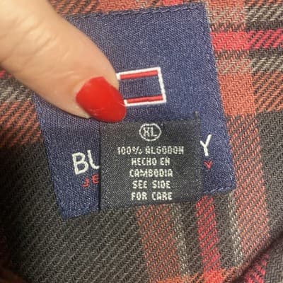 Bugle Boy Shirt Mens Large Flannel Plaid Gray Red Long Sleeve Button Up Pockets - Thumbnail 6