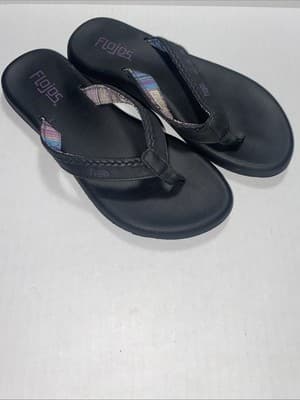 Women's Flojos Size 7 Black Memory Foam Comfort Sandals Flip Flops - Thumbnail 4