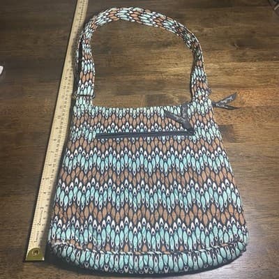 Vera Bradley Brown & TurquoiseQuilted Cotton Crossbody Bag With Adjustable Strap - Thumbnail 5