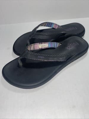 Women's Flojos Size 7 Black Memory Foam Comfort Sandals Flip Flops - Thumbnail 2