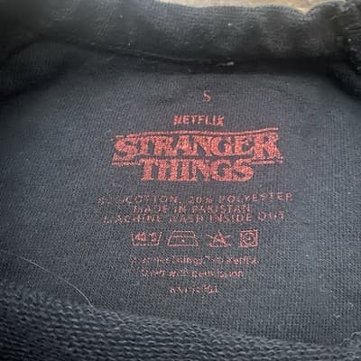 Stranger Things Netflix Sweatshirt Adult Unisex Black Red Size Small - Thumbnail 3