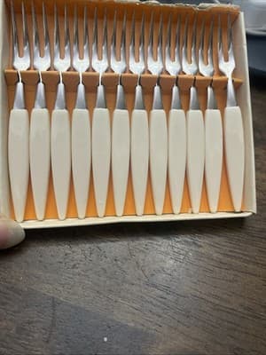 Little Forks Set Of 12 Japan Stainless Steel Cocktail Appetizer Forks 1950s MCM - Thumbnail 3