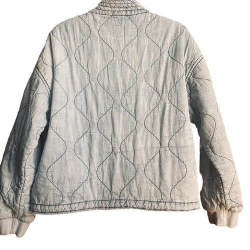 Quilted 90’s Acid Wash Cotton Puffy Jacket Sz Large Cotton Full Zip - Thumbnail 2