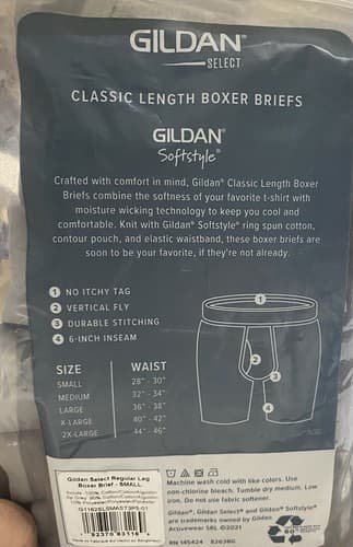 Gildan Men's Classic Length Leg Boxer Briefs 5 S - Mixed Black & Gray - Thumbnail 2