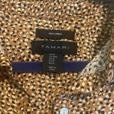 Tahari Linen Classic Old Money Shirt Dress cheetah Print Button Minimalist - Thumbnail 3