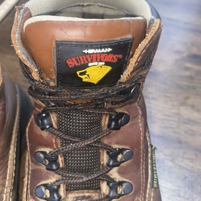 Heavy Duty Thrashed Waterproof Leather Lug Sole Work Boots Sz 9.5 - Thumbnail 16