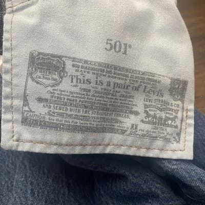 Levis Jeans Button Fly Blue 501 Jeans Mens Straight Leg Size 38x30 - Thumbnail 5
