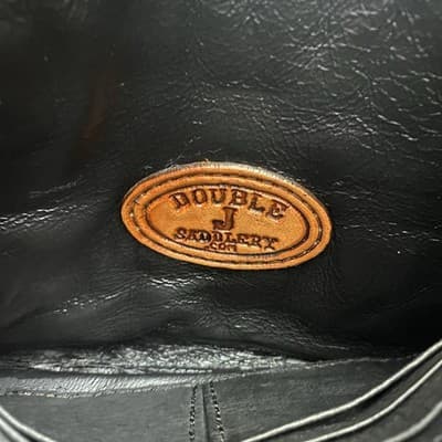 Double J Saddlery Leather Crossbody Bag Tooled Corners Turquoise Studs Western - Thumbnail 4