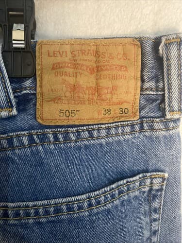 Levi's Men's 505 Straight Leg Regular Fit Blue Jeans Size 38 x 30 - Thumbnail 4