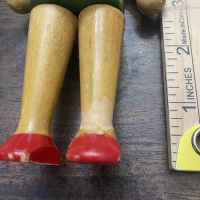 Italian 1950 Pinocchio Wooden Figurine Set of5 Handcrafted Lathe Turned Folk Art - Thumbnail 2