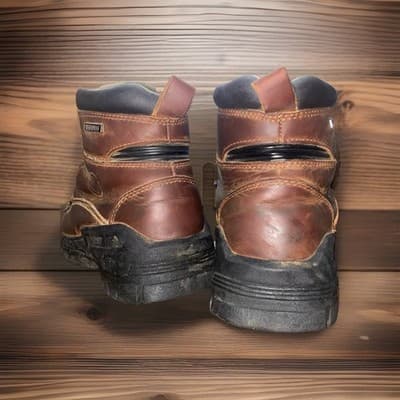 Heavy Duty Thrashed Waterproof Leather Lug Sole Work Boots Sz 9.5 - Thumbnail 7