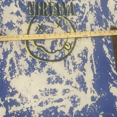 Nirvana Blue Tie Dye T Shirt Sz XL Smiley Face Distressed Grunge Rock - Thumbnail 4