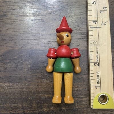 Italian 1950 Pinocchio Wooden Figurine Set of5 Handcrafted Lathe Turned Folk Art - Thumbnail 6
