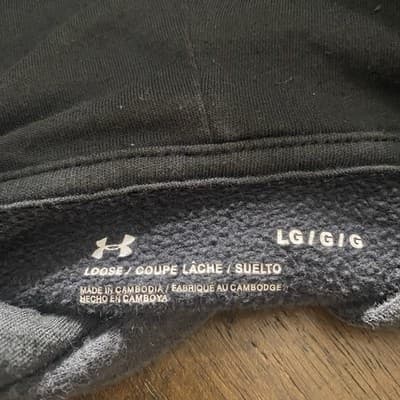 Under Armour Hoodie Mens Large Black UA Rival Fleece Big Logo Loose Fit Pullover - Thumbnail 6