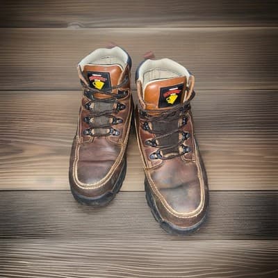 Heavy Duty Thrashed Waterproof Leather Lug Sole Work Boots Sz 9.5 - Thumbnail 2
