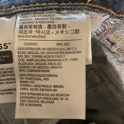 Levis Jeans Button Fly Blue 501 Jeans Mens Straight Leg Size 38x30 - Thumbnail 7