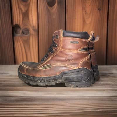 Heavy Duty Thrashed Waterproof Leather Lug Sole Work Boots Sz 9.5 - Thumbnail 8